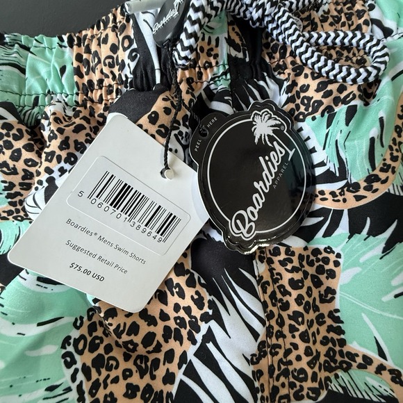 Boardies Swimming Trunks Tropical Jungle Cheetah Print Size S Black Green Orange - Picture 3 of 9
